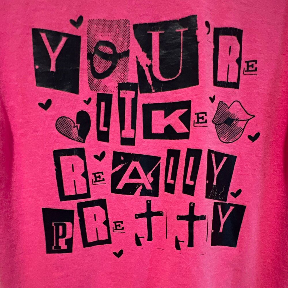 Comfort Colors Adults M Pink Cotton Jersey Crew Neck Graphic T-Shirt Mean Girls